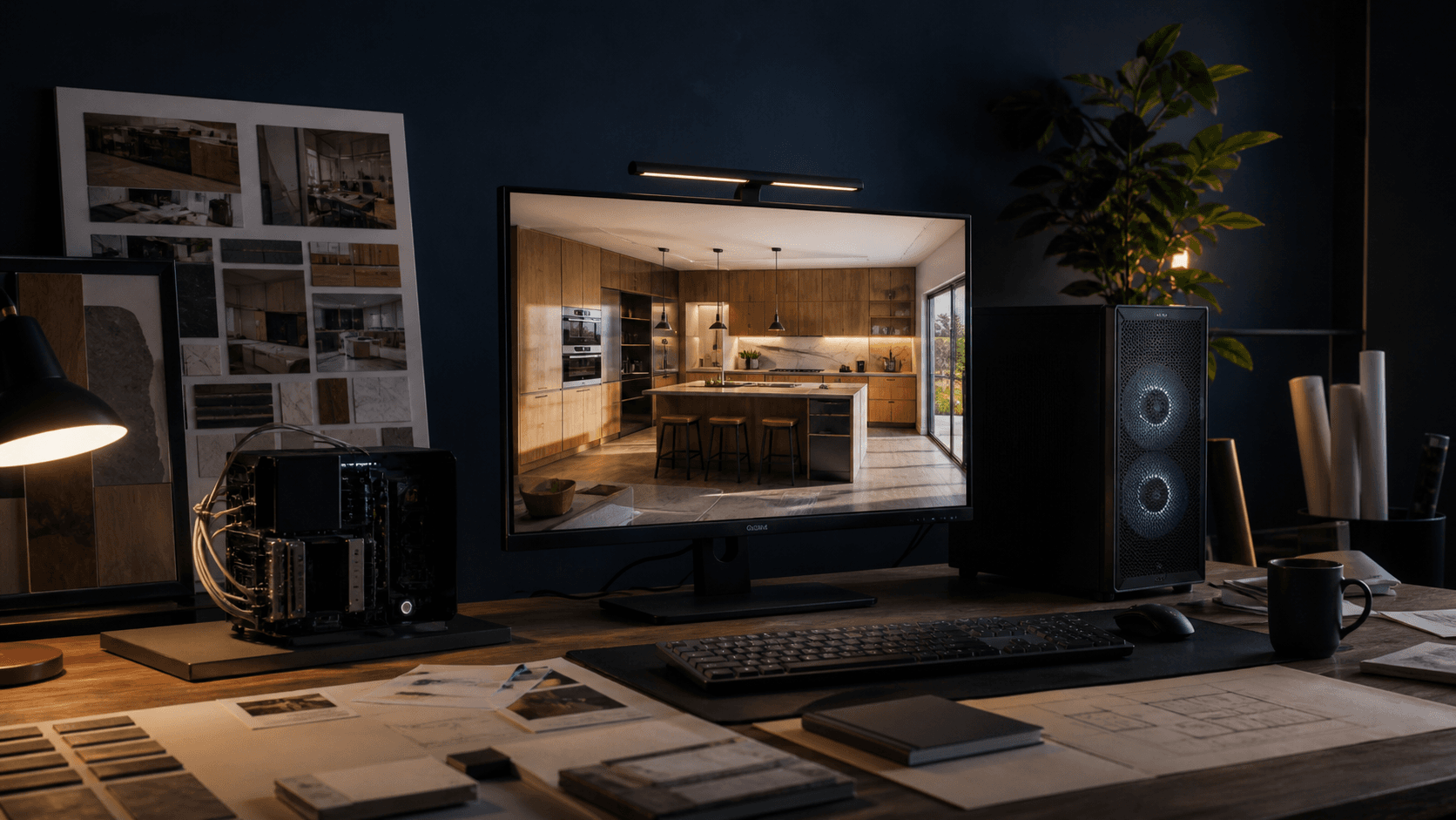 Professional workstation rendering a kitchen.